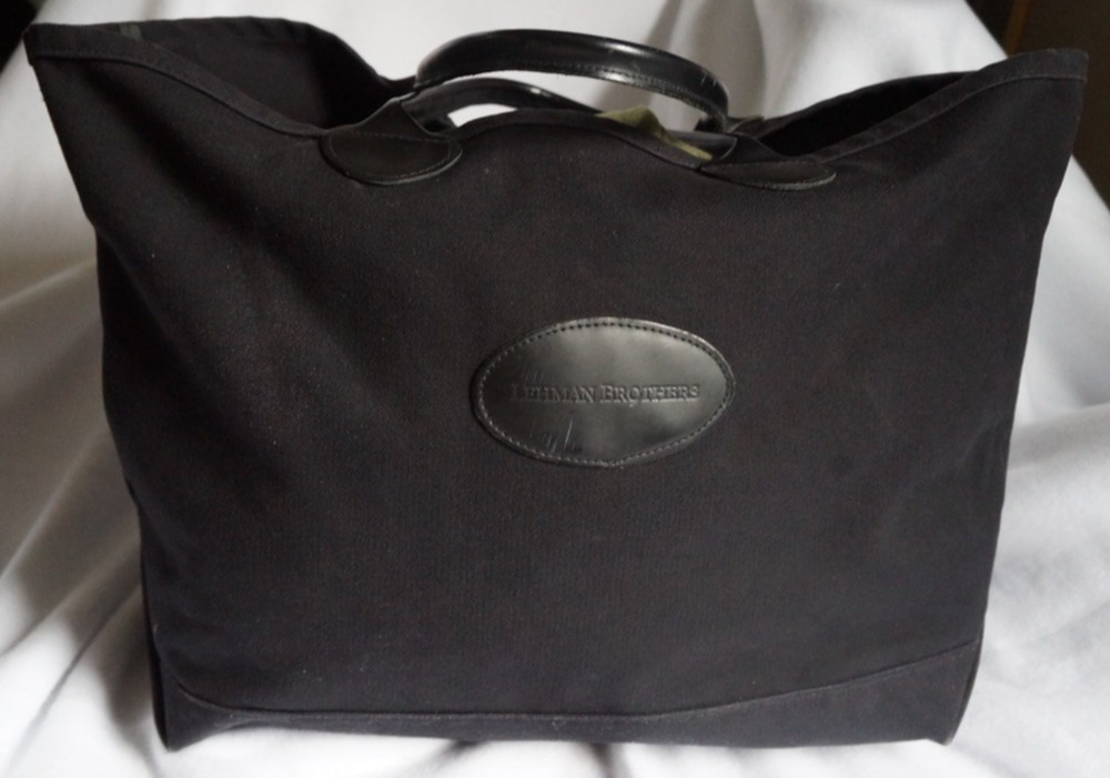Lehman Brothers vintage canvas & leather trim tote/shopper Bag